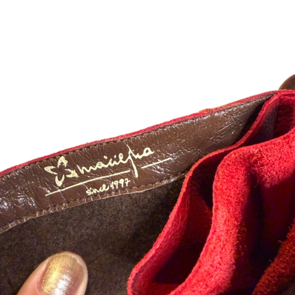 Distressed Red Leather Lace-Up Boot - Picture 12 of 12
